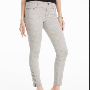 White House Black Market The Skinny Crop Snake Print Pants Size 10
